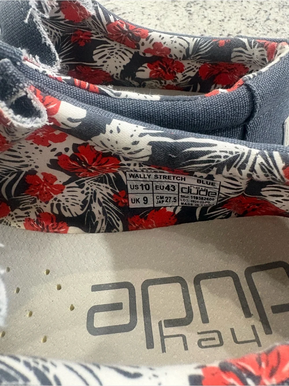 Hey Dude Men's Slip-On Loafers in Dark Gray with Floral Lining